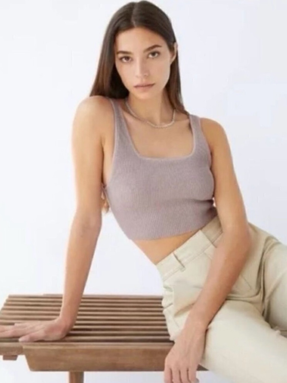 Aritzia Sculpt Knit Squareneck Cropped Tank Top